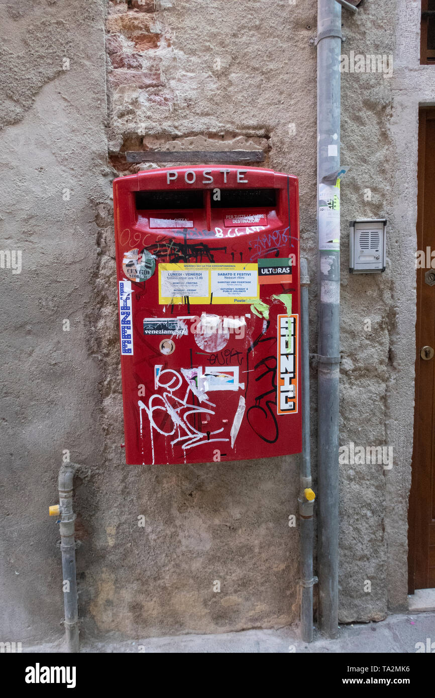 Italian Postbox With Graffiti Stock Photo - Alamy