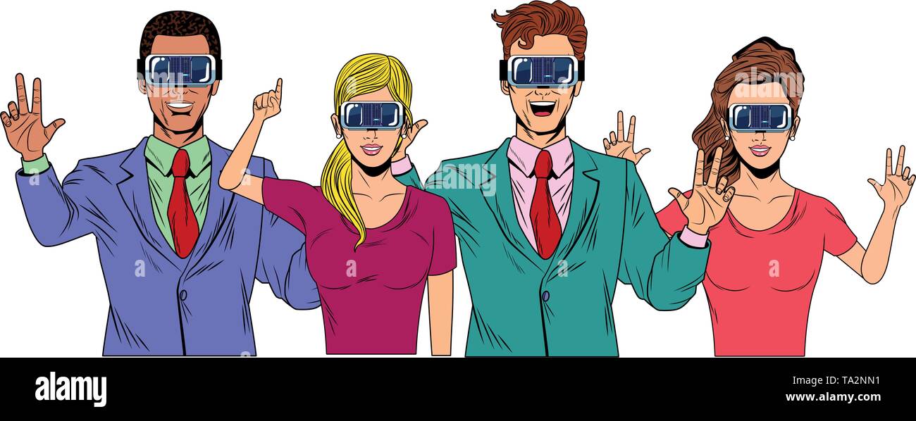 group of people with virtual reality headset Stock Vector Image & Art ...