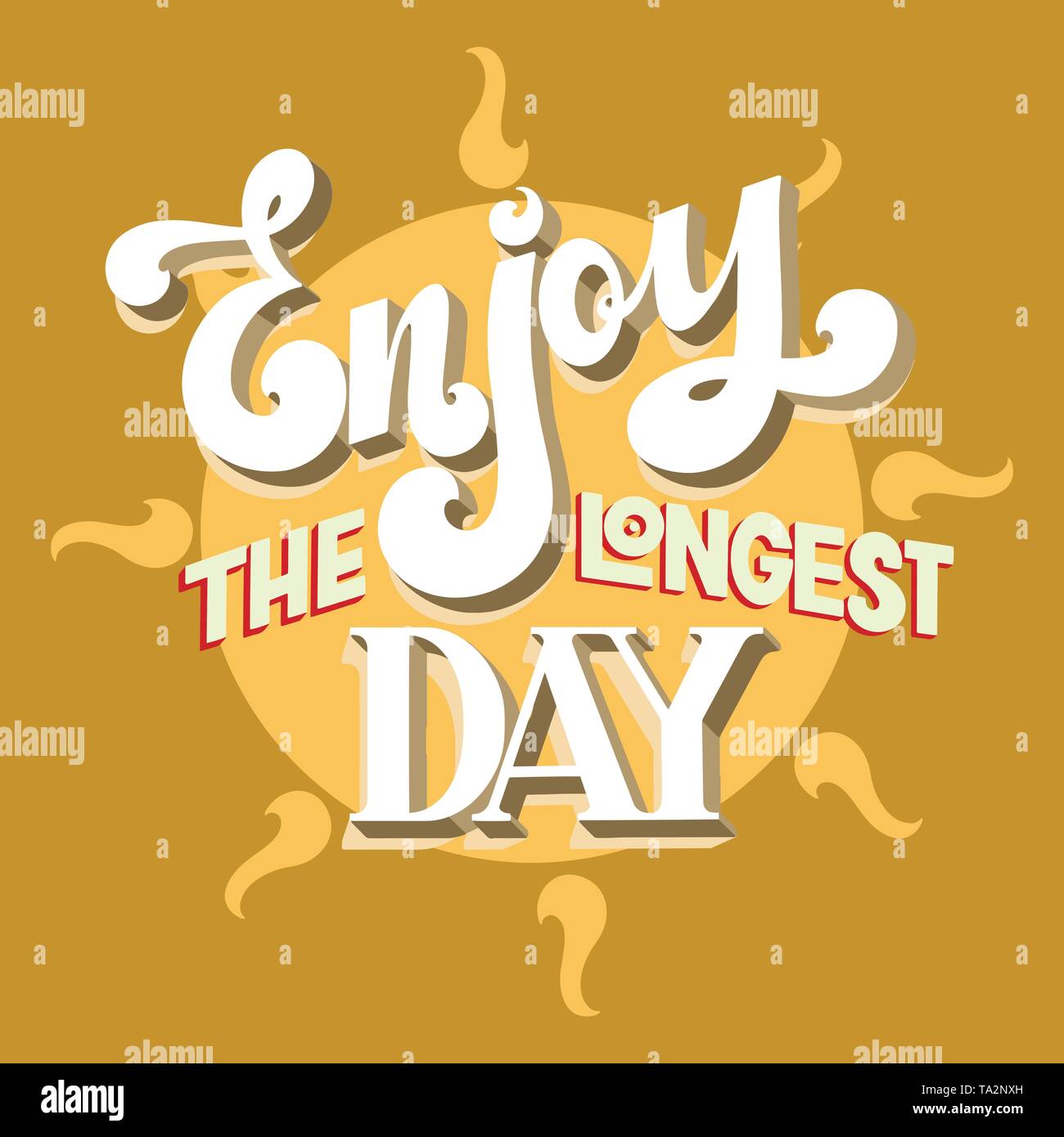 Summer solstice vector illustration. Enjoy the longest day.. Elements