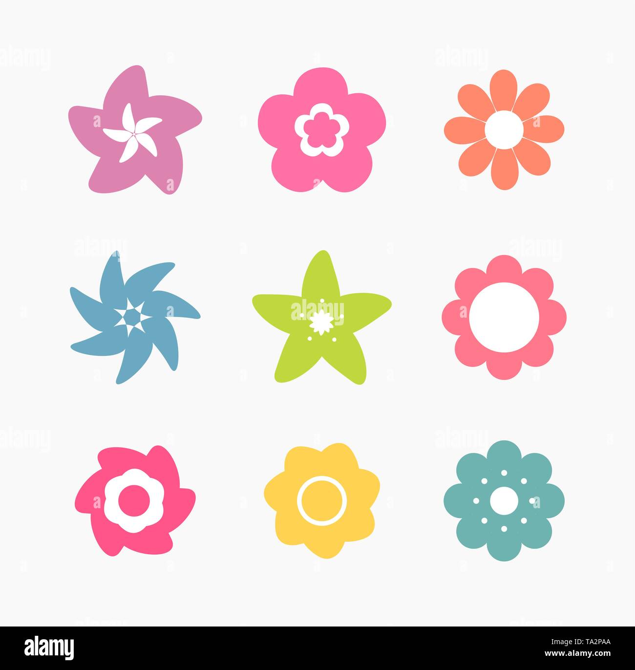 Set of colorful flower icons. Vector illustration Stock Vector Image ...