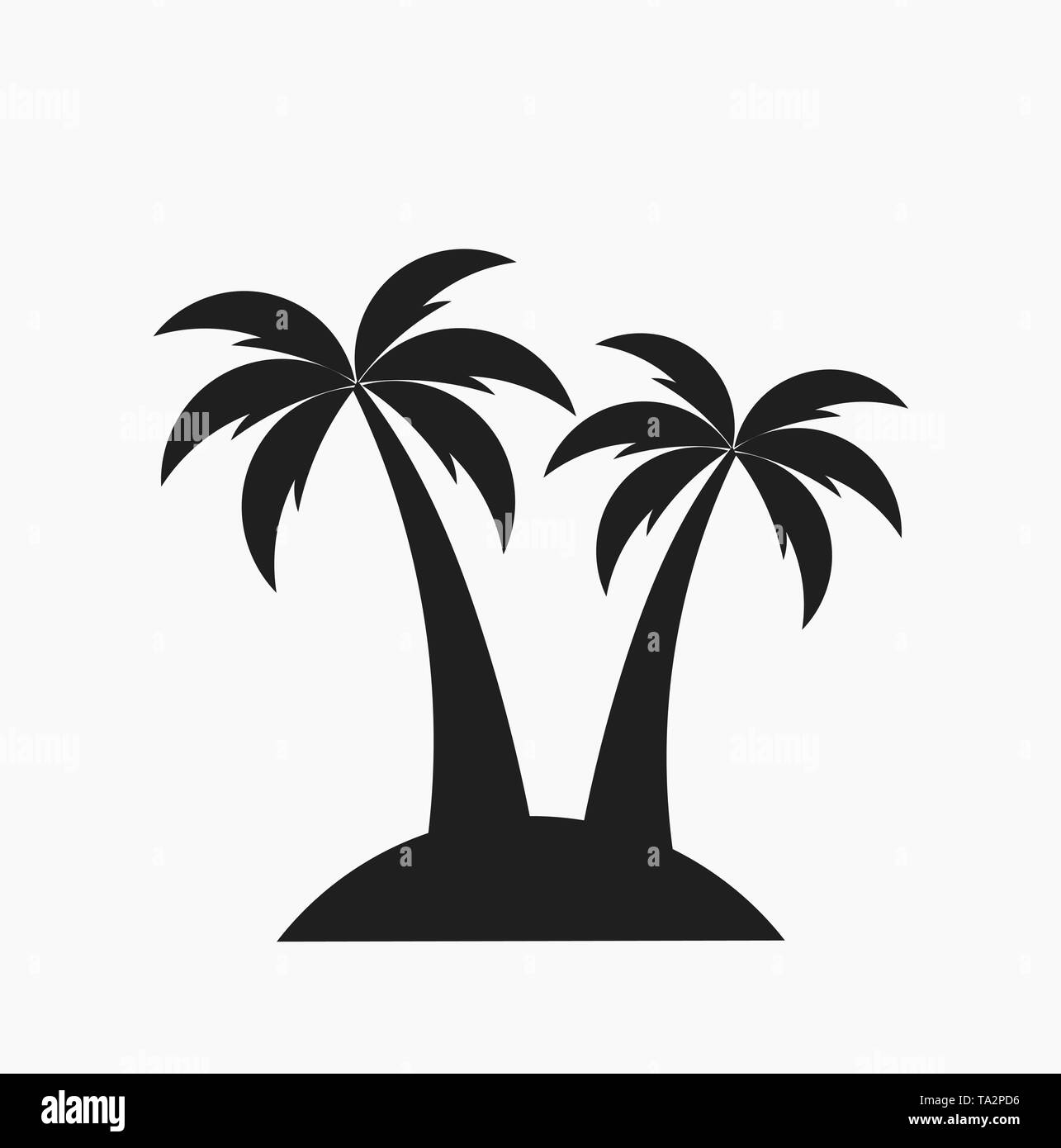 Two palm trees on island. Vector illustration Stock Vector Image