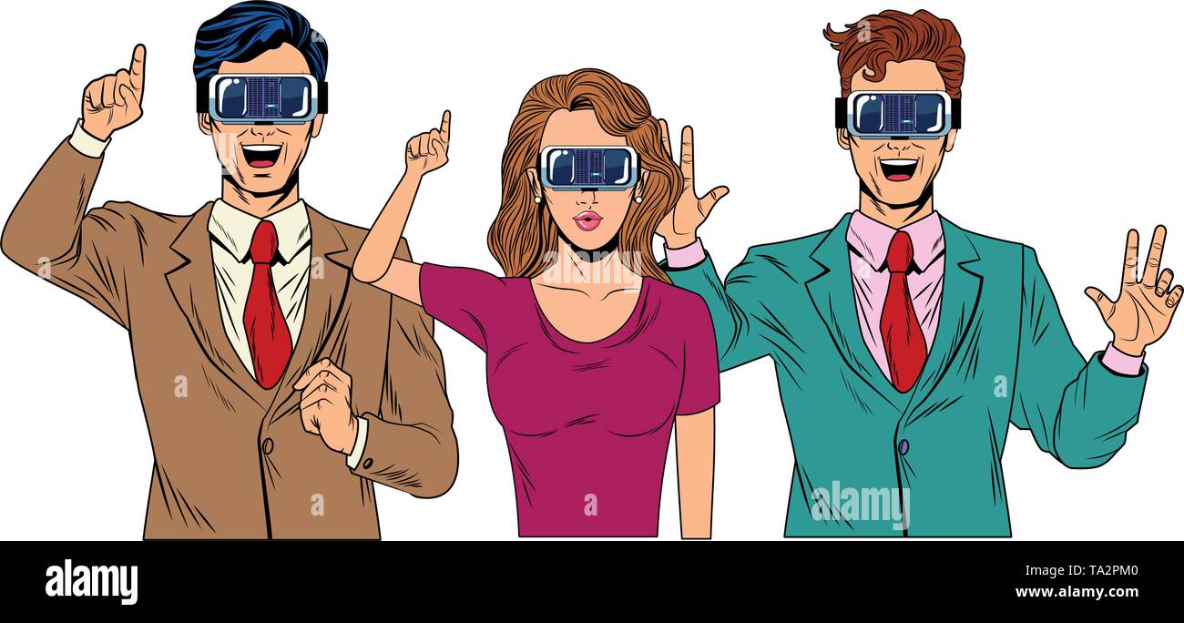 group of people with virtual reality headset Stock Vector Image & Art ...