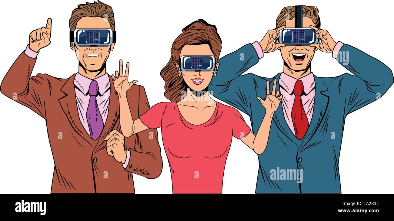 group of people with virtual reality headset Stock Vector Image & Art ...