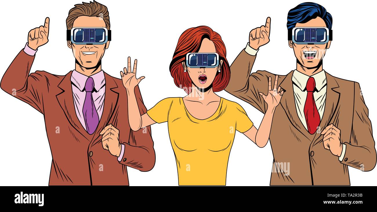 group of people with virtual reality headset Stock Vector Image & Art ...