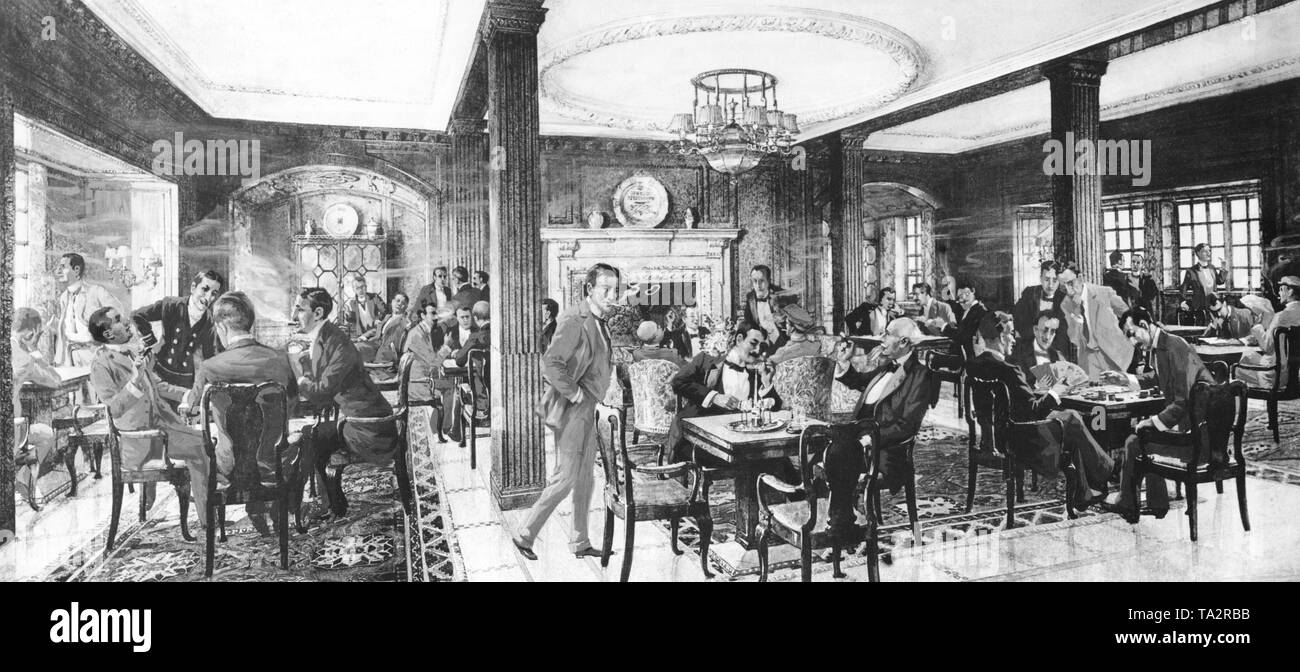 Design of a smoking salon aboard the "Admiral von Tirpitz", the later "Empress of Australia". Stock Photo