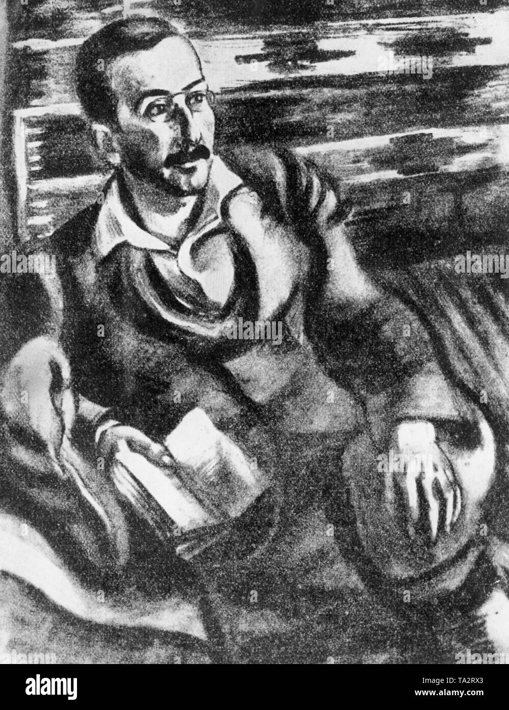 Drawing of Austrian novelist Stefan Zweig Stock Photo