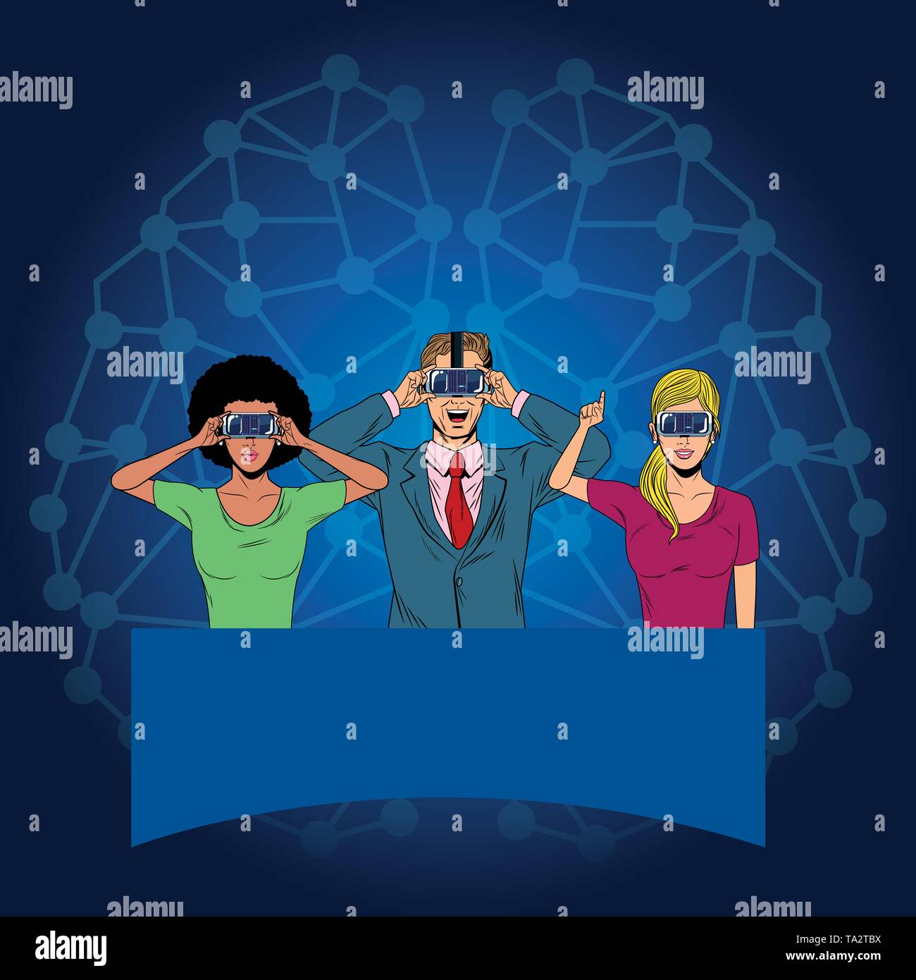 group of people with virtual reality headset Stock Vector Image & Art ...
