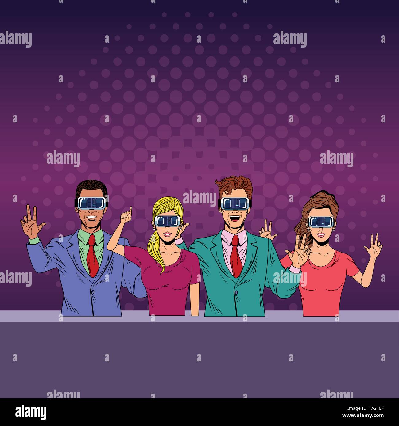 group of people with virtual reality headset Stock Vector Image & Art ...