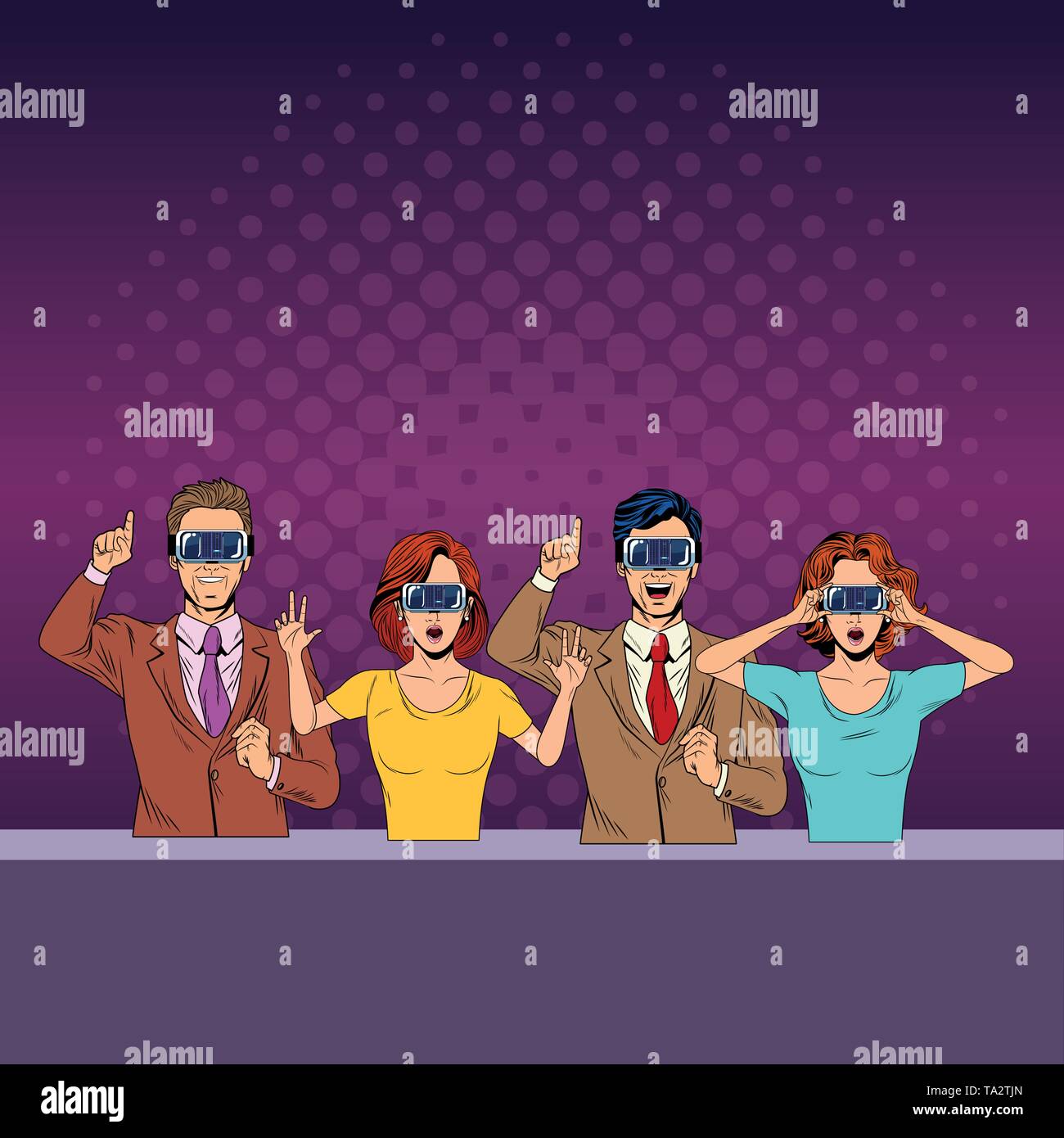 group of people with virtual reality headset Stock Vector Image & Art ...