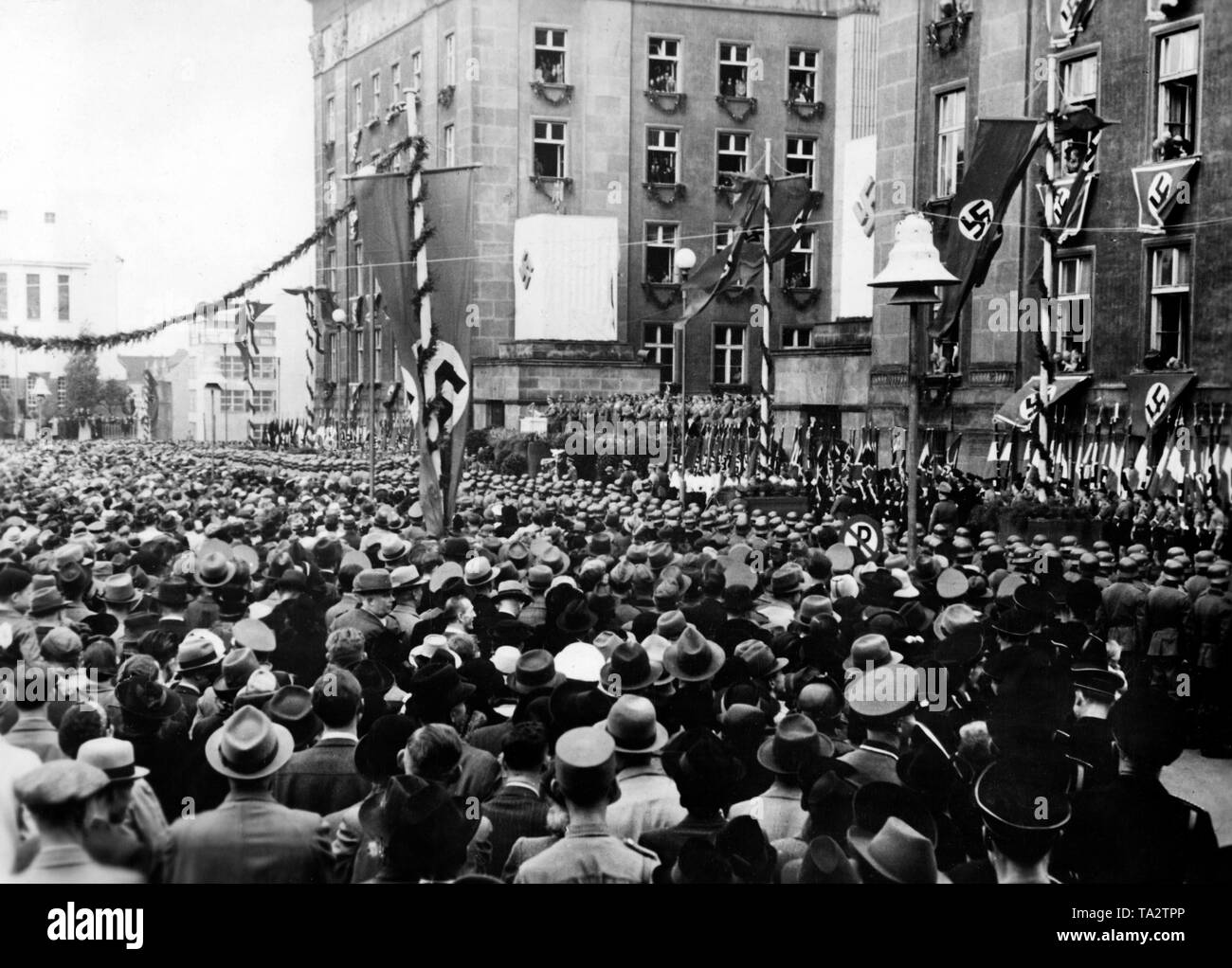 Rally in Katowice on the occasion of the anniversary of the German capture of Upper Silesia. Minister of Propaganda Joseph Goebbels gives a speech. Stock Photo