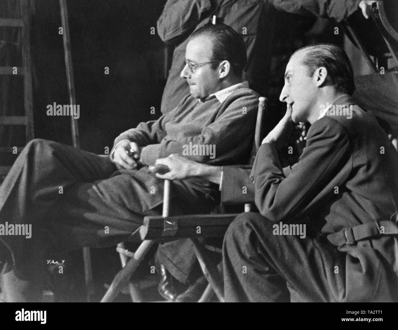 Heinz Ruehmann as a director during the shooting of the film 