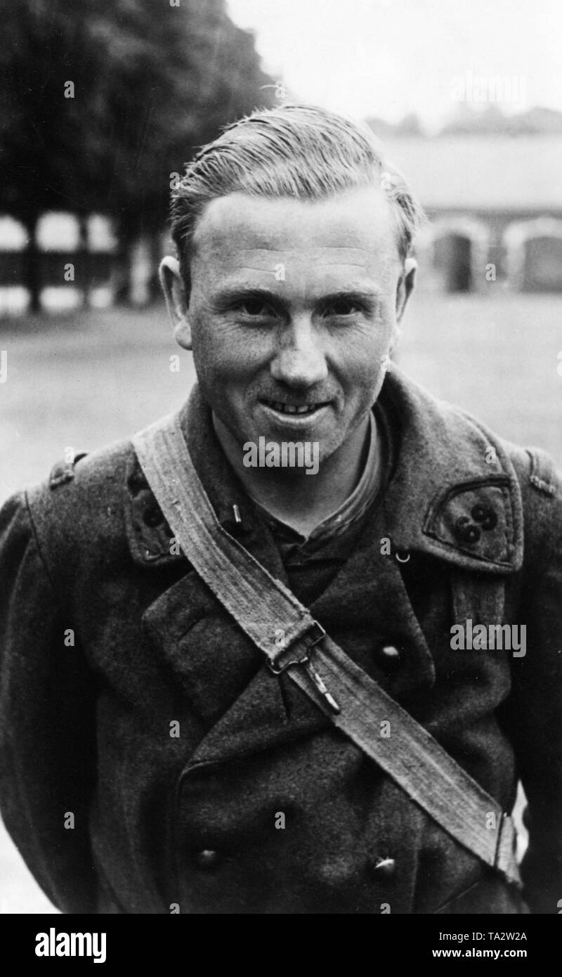 A soldier from Alsace, who was quickly released from German captivity, in Strasbourg. Stock Photo