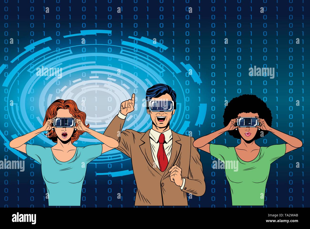 group of people with virtual reality headset Stock Vector Image & Art ...