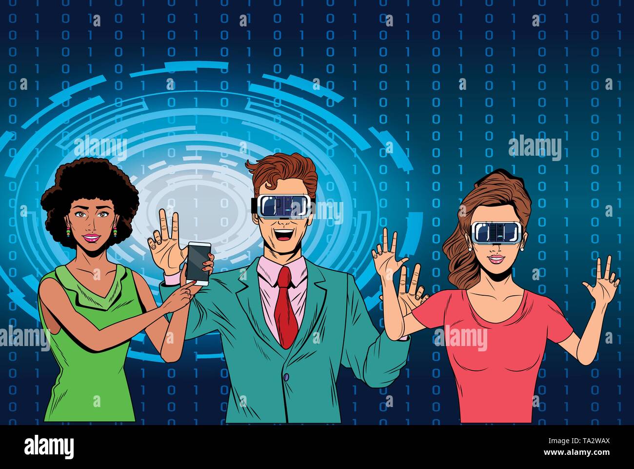 group of people with virtual reality headset Stock Vector Image & Art ...