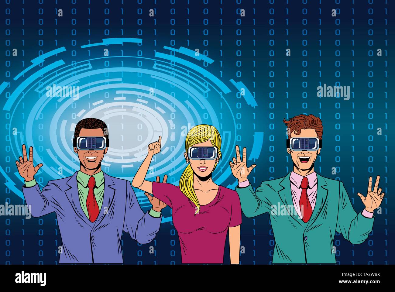 group of people with virtual reality headset Stock Vector Image & Art ...