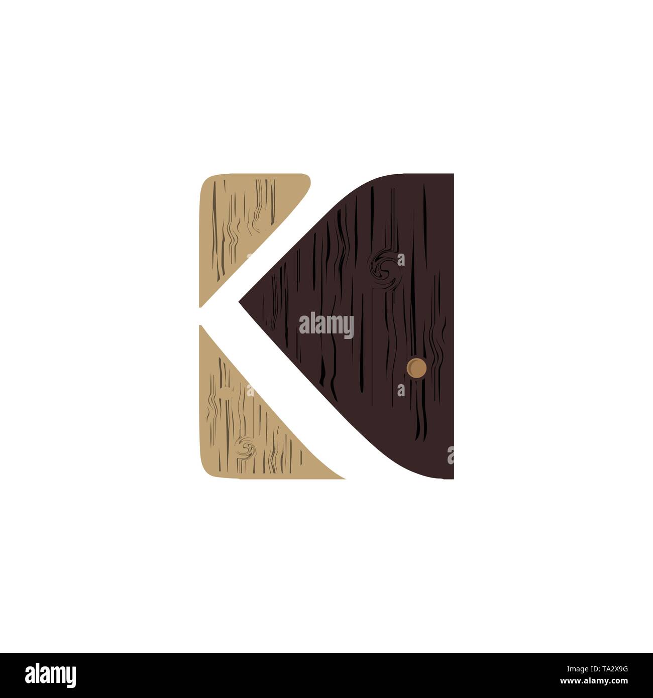 Creative Logo letter K wood design Stock Vector