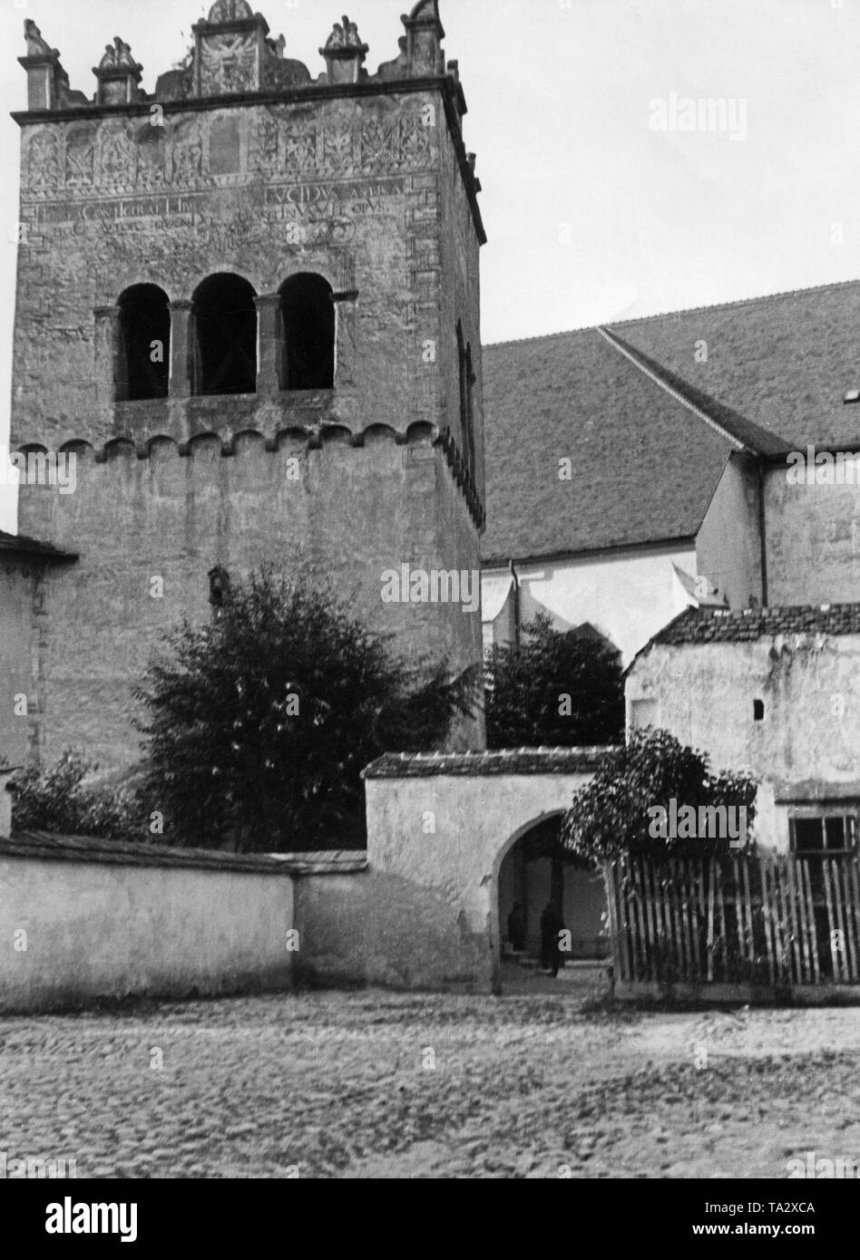 Church in a village in the Slovak region of Spis. In March 1939, the Slovak State became independent on the command of Adolf Hitler. The scene is from the Tobis documentary 'Zips'. Stock Photo