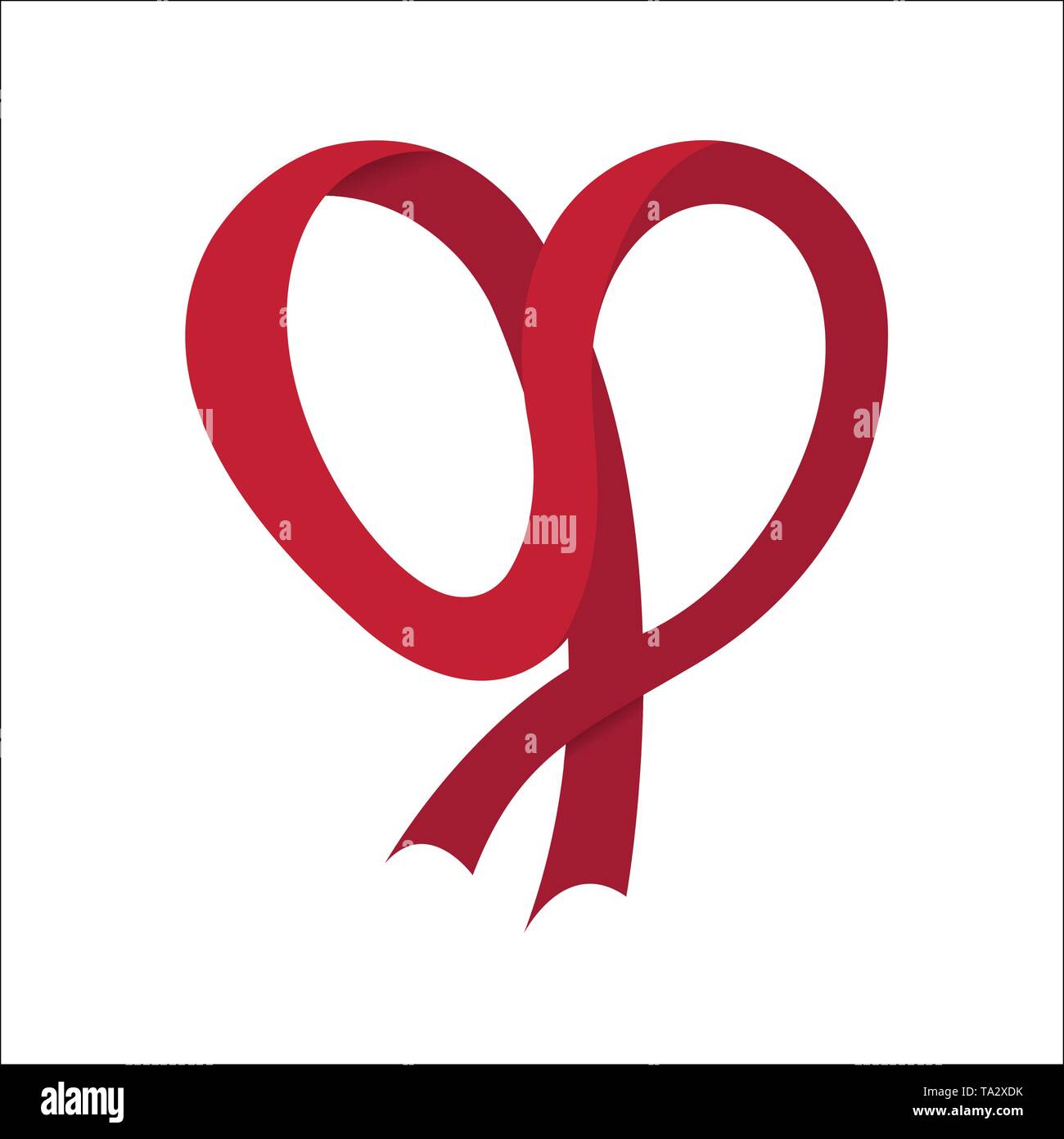 red ribbon heart or love shape vector design illustrator Stock Vector