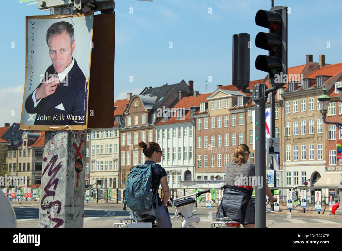 Election poster promoting John Erik Wanger for 2019 Danish general election, Copenhagen, Denmark Stock Photo