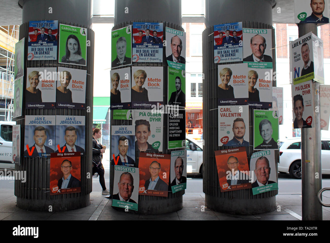 Election posters promoting candidates for 2019 Danish general election, Copenhagen, Denmark Stock Photo