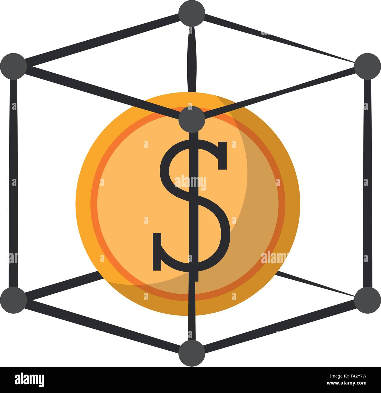 Cube Coin Design Coin inside cube symbol isolated Vector illustration Stock Vector Image ...