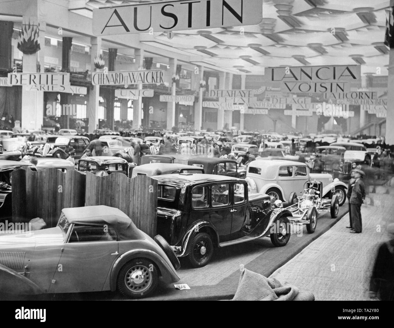 Exhibition area of Austin at the Paris Motor Show 1935. Stock Photo