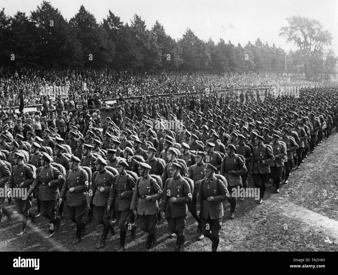 Deployment of the Stahlhelm at a Reich leadership meeting at the Masch in Hanover. Stock Photo