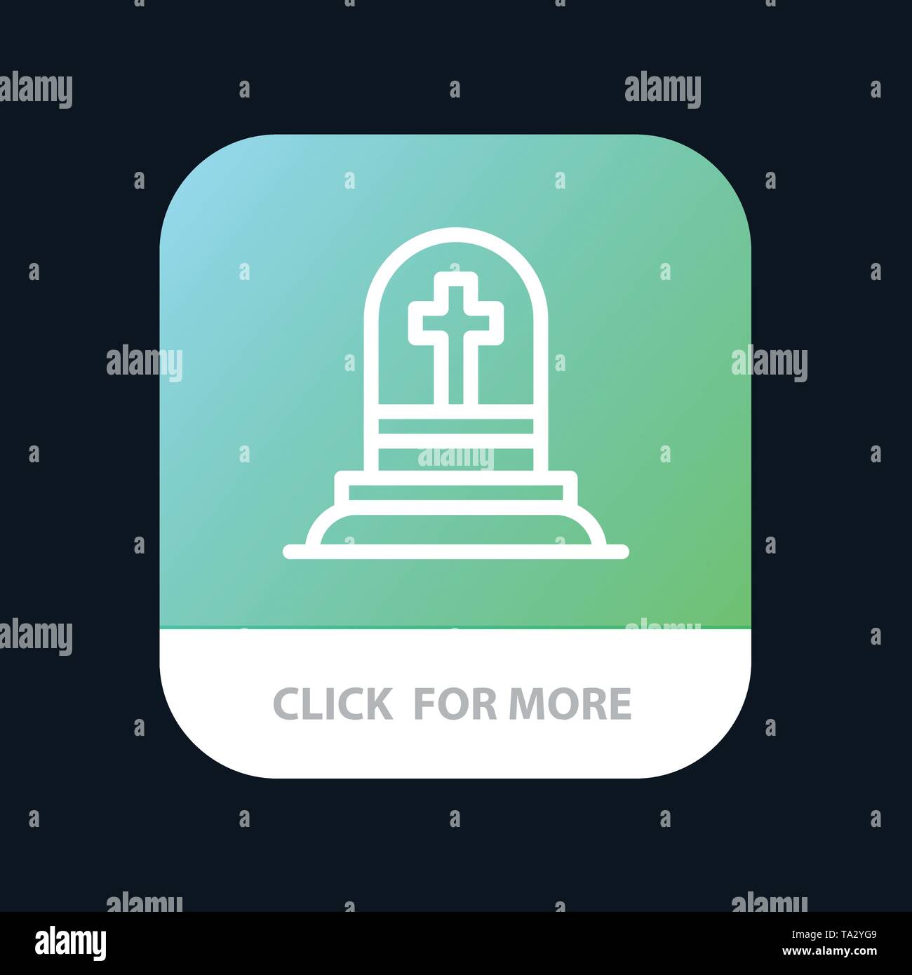 Death, Grave, Gravestone, Rip Mobile App Button. Android and IOS Line Version Stock Vector