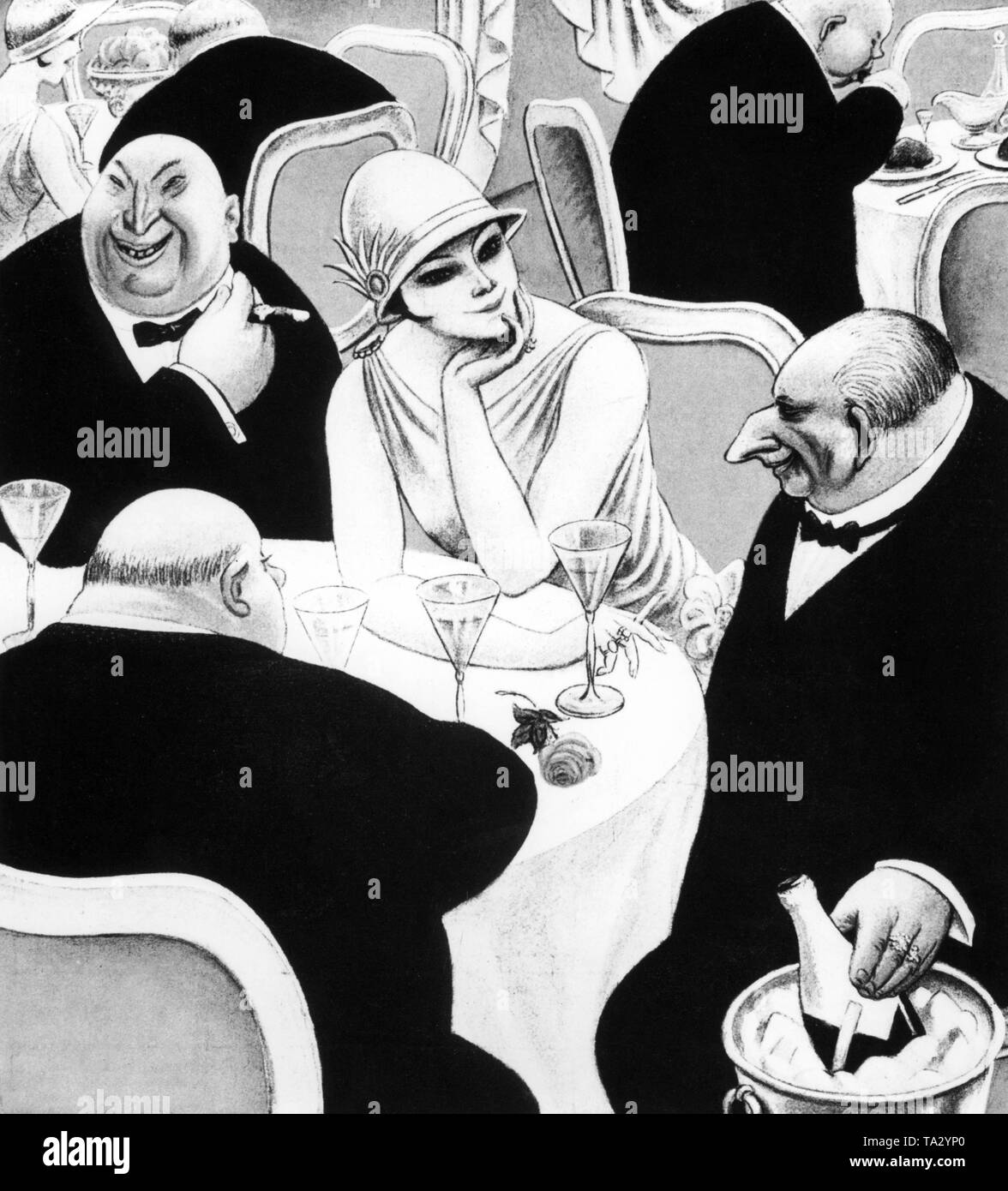 Caricature of crisis profiteers after the First World War in Germany Stock Photo