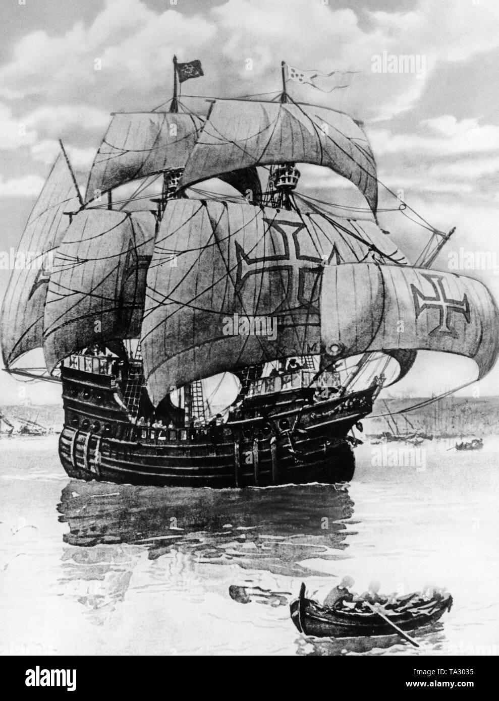 The 'Sao Gabriel' was the flagship of Vasco da Gama on his first voyage to India. Stock Photo