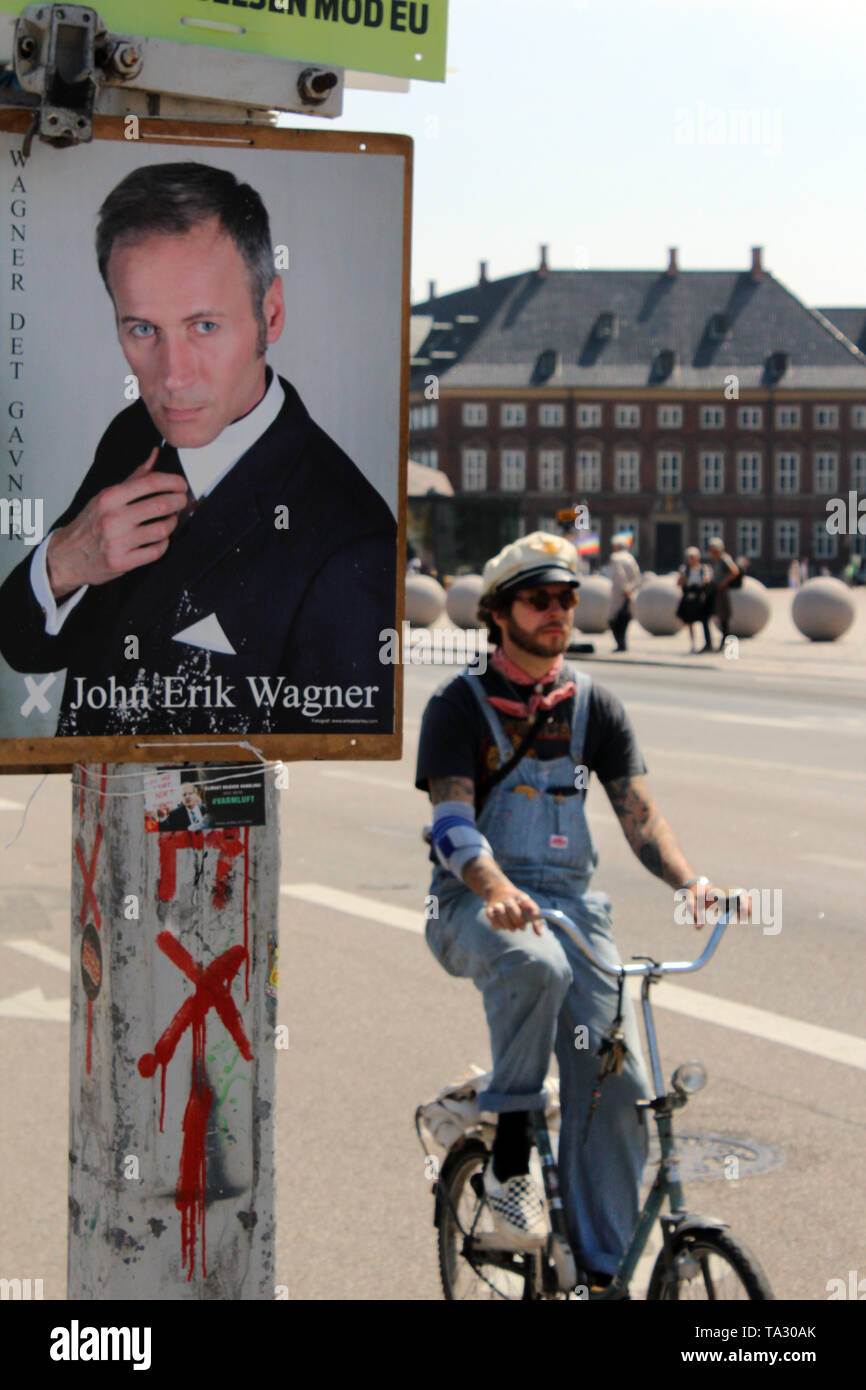 Election poster promoting John Erik Wanger for 2019 Danish general election, Copenhagen, Denmark Stock Photo