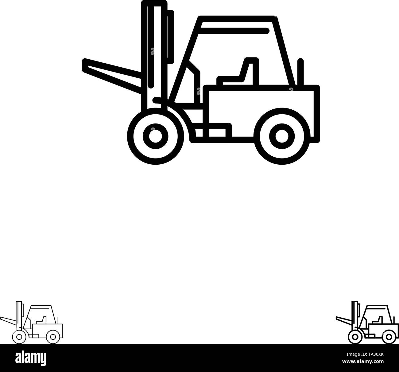 Lifter, Lifting, Truck, Transport Bold and thin black line icon set ...