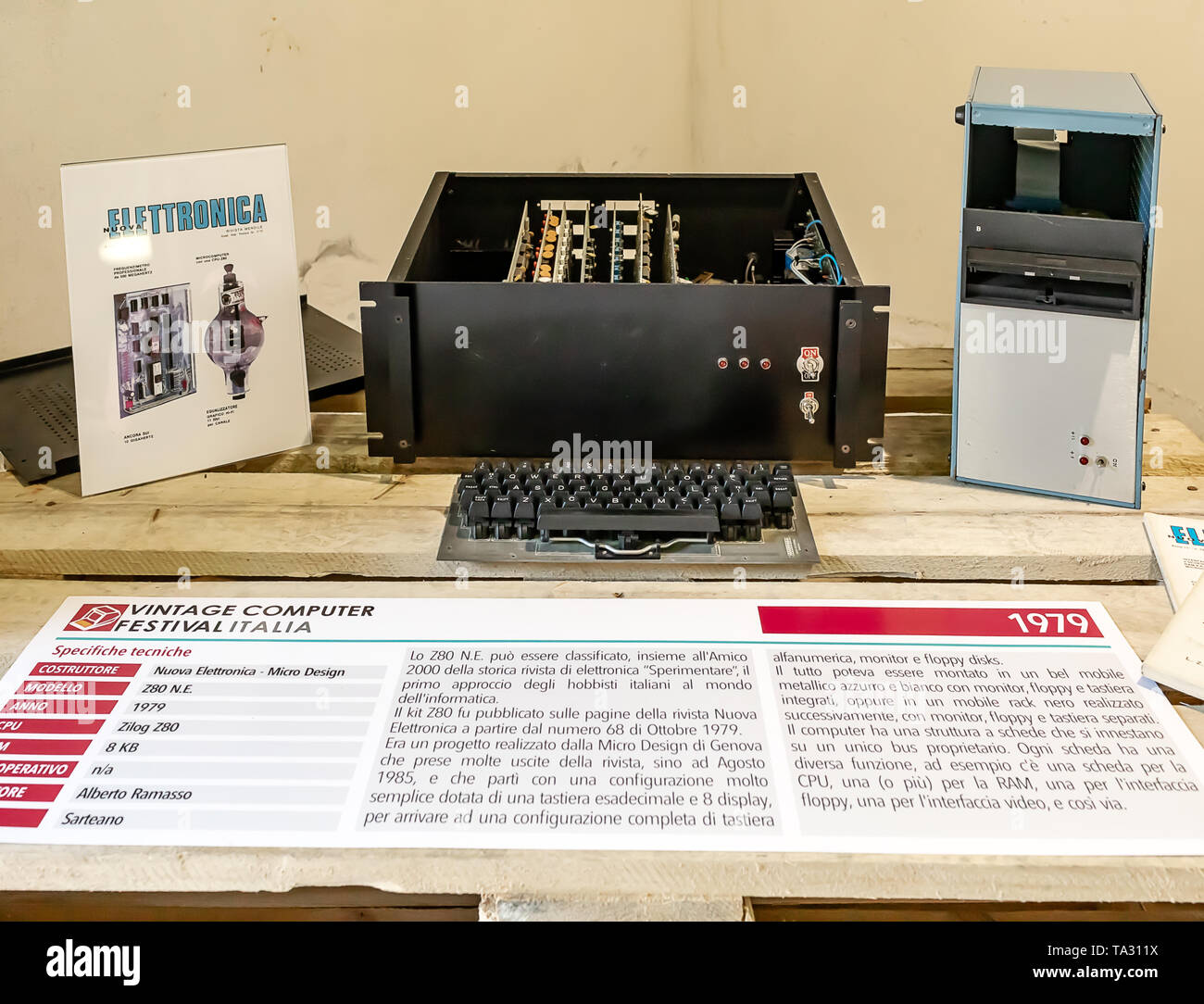 ROME, ITALY - APRIL 27, 2019: Computer model Z80 N.E., built by Nuova Elettronica in  1979, the first approach of Italian hobbyists in the IT world. E Stock Photo