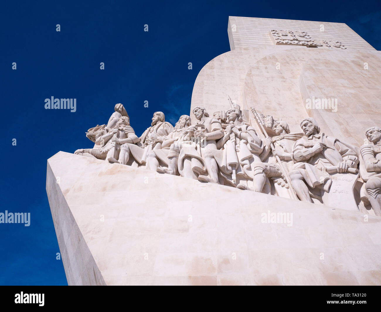 Monument to the Discoveries of the New World in Belem, Lisbon, Portugal. Stock Photo