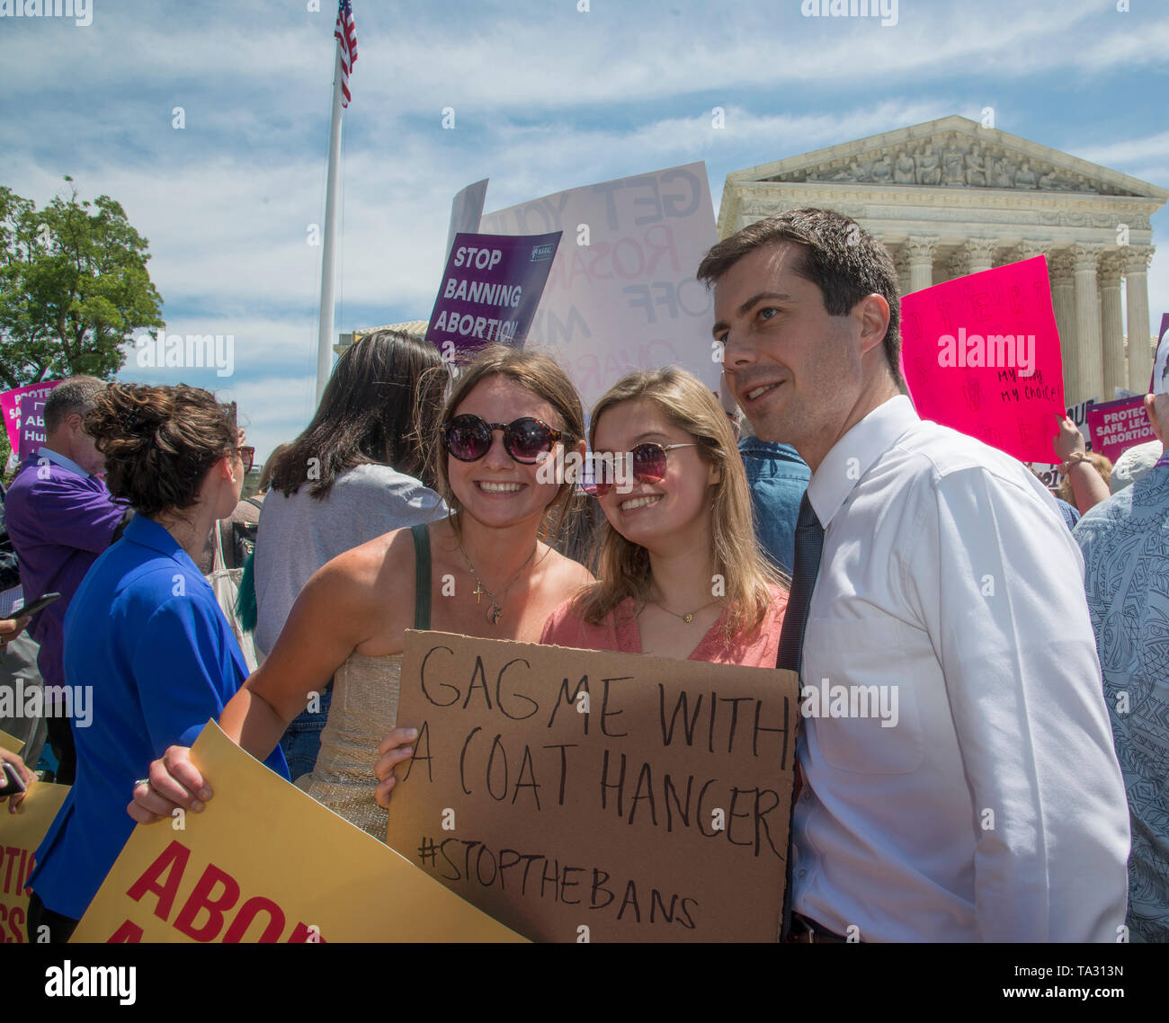 Washington DC , May 21, 2019, USA: Democratic Presidential hopeful, Pete Buttigier made an appearance at the rally where Pro-choice supporters gather  Stock Photo