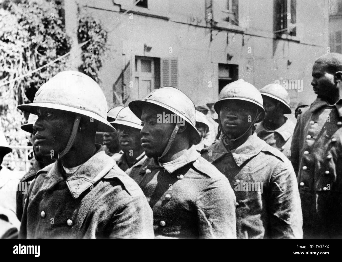 Members of a French colonial regiment after being captured. Stock Photo