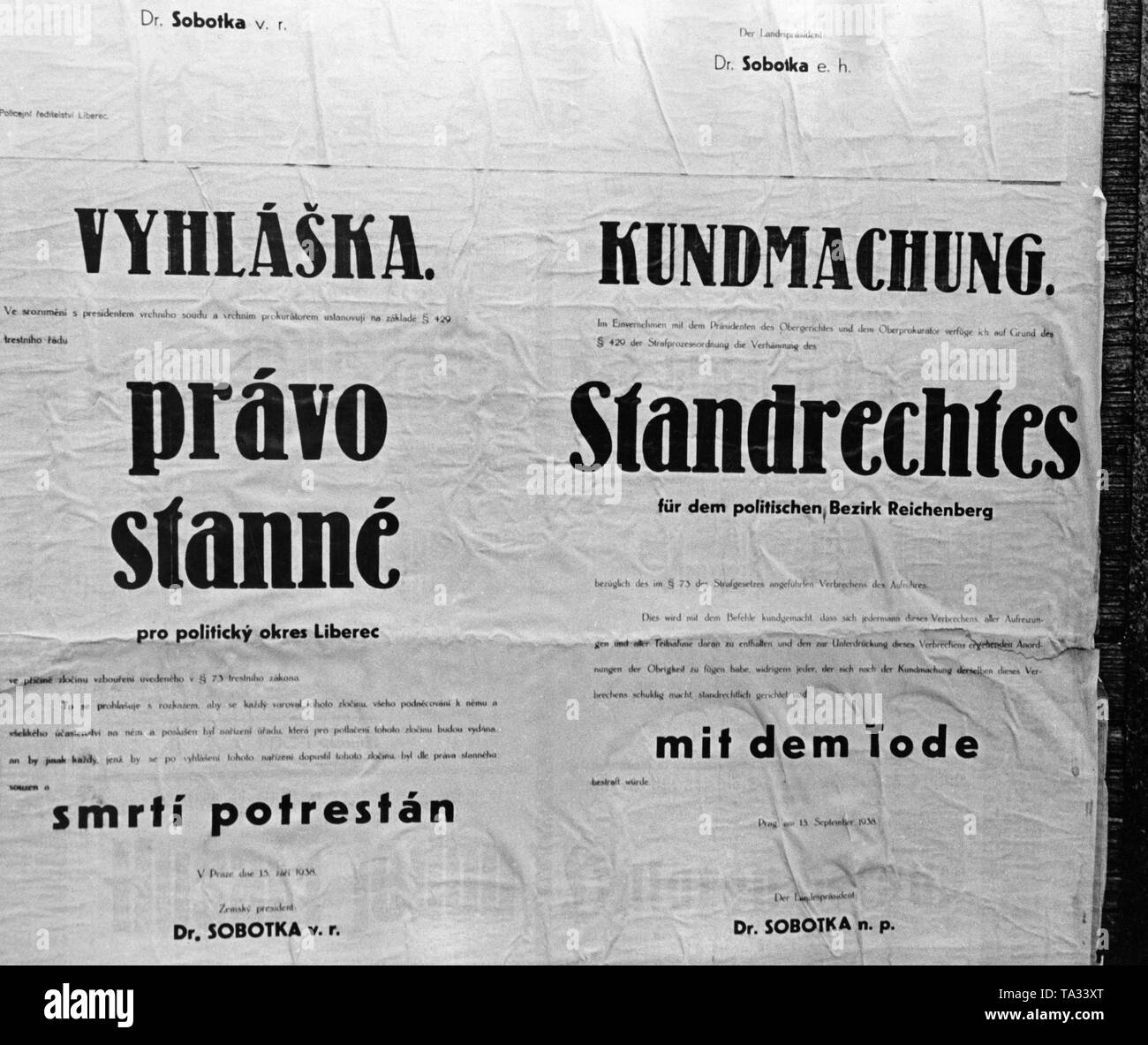 Proclamation of the martial law as a poster in the district of
