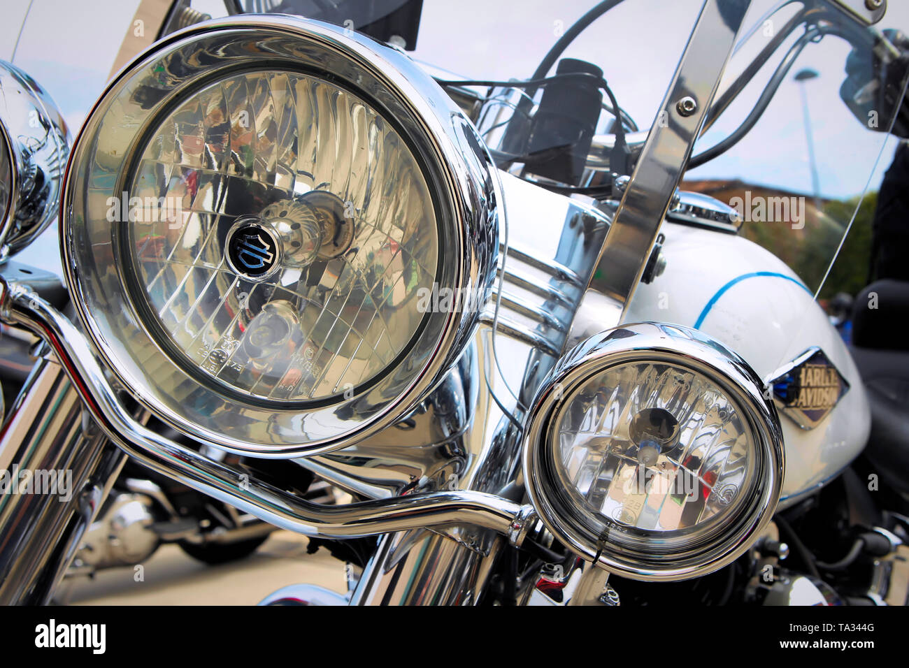 Harley-Davidson motorbike front lights Stock Photo - Alamy