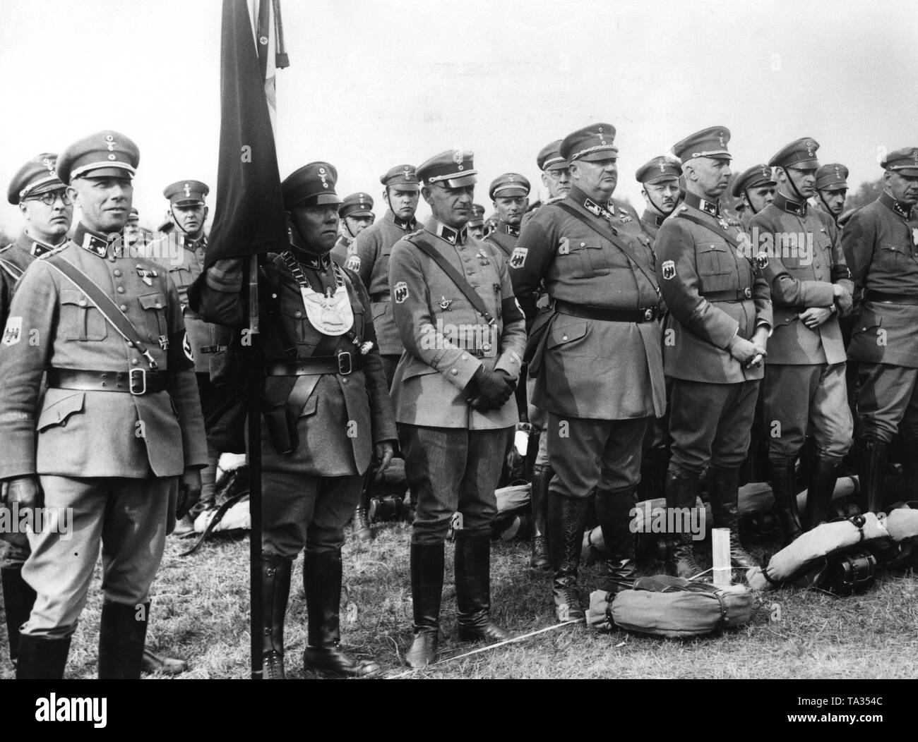 At the muster of the Stahlhelm at the Maschsee in Hanover. 2nd from left to right, Prince Oskar of Prussia, 4th from left, Prince Eitel Friedrich of Prussia. Stock Photo