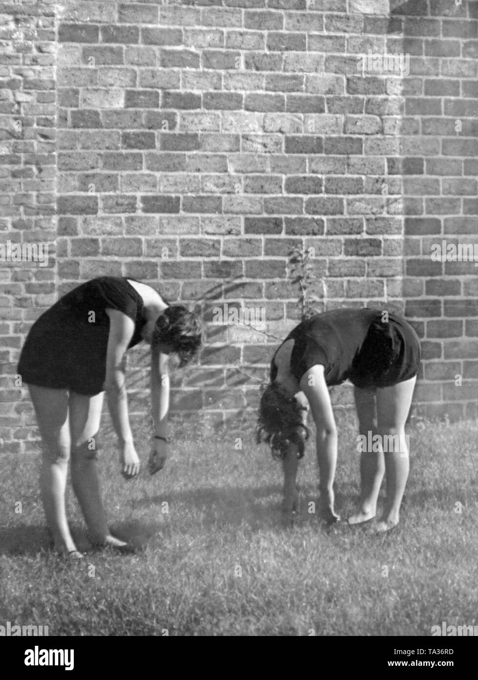 Women doing gymnastics in the 1930s or 1940s (undated shot). Photo: Wanda von Debschitz-Kunowski. Stock Photo