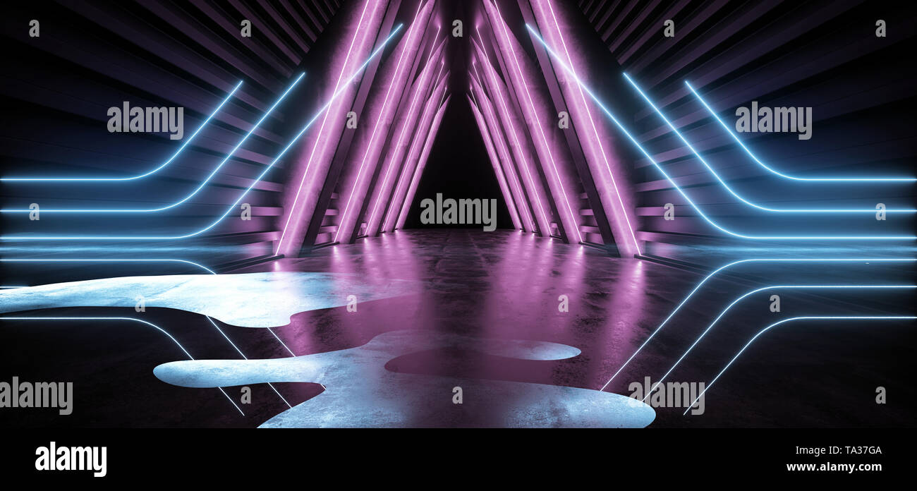 Future Triangle Neon Glow Retro Purple Blue Modern Sci Fi