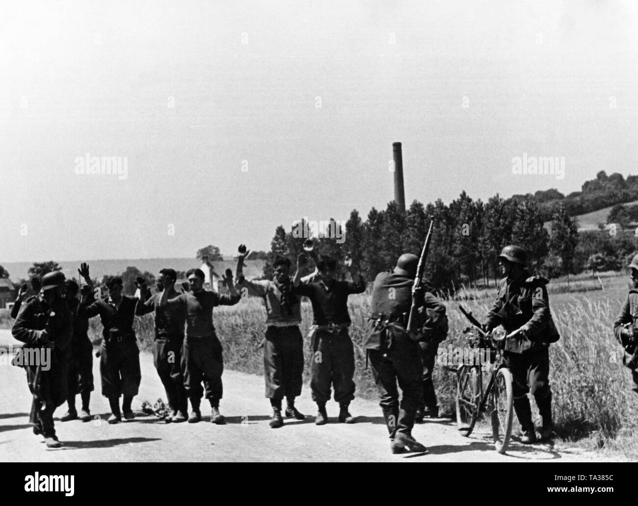 French troops on the retreat and in captivity. Stock Photo