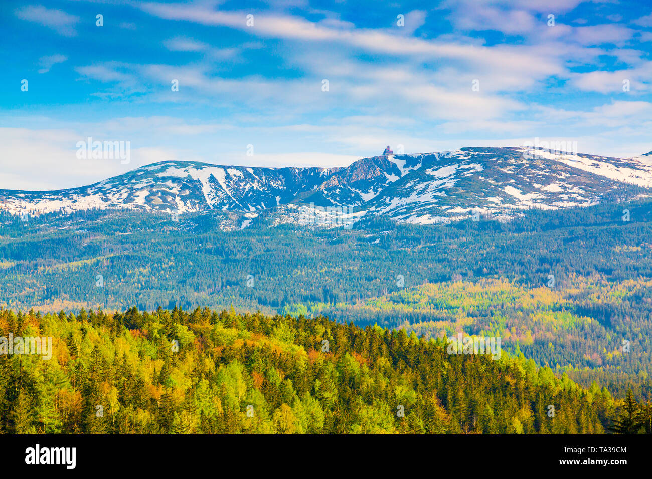 Scenic spring landscape of Giant Mountains - Karkonosze Mounatains, Poland Stock Photo
