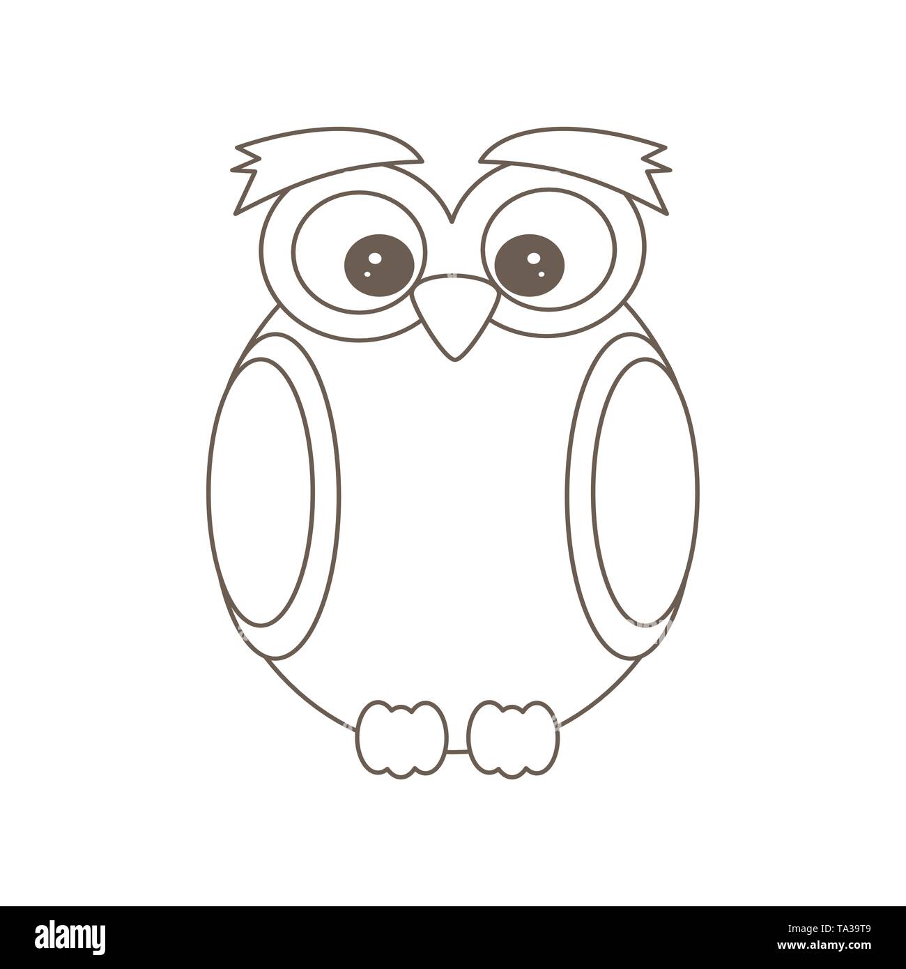 cute cartoon black and white owl isolated vector illustration for ...