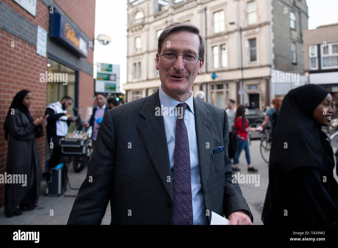 Conservative MP Dominic Grieve arrives at the Finsbury Park Mosque in London on the second anniversary of the Finsbury Park terrorist attack. Stock Photo