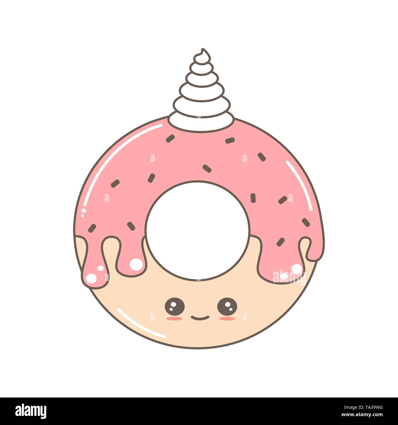 cute cartoon donut unicorn vector illustration isolated on white background Stock Vector