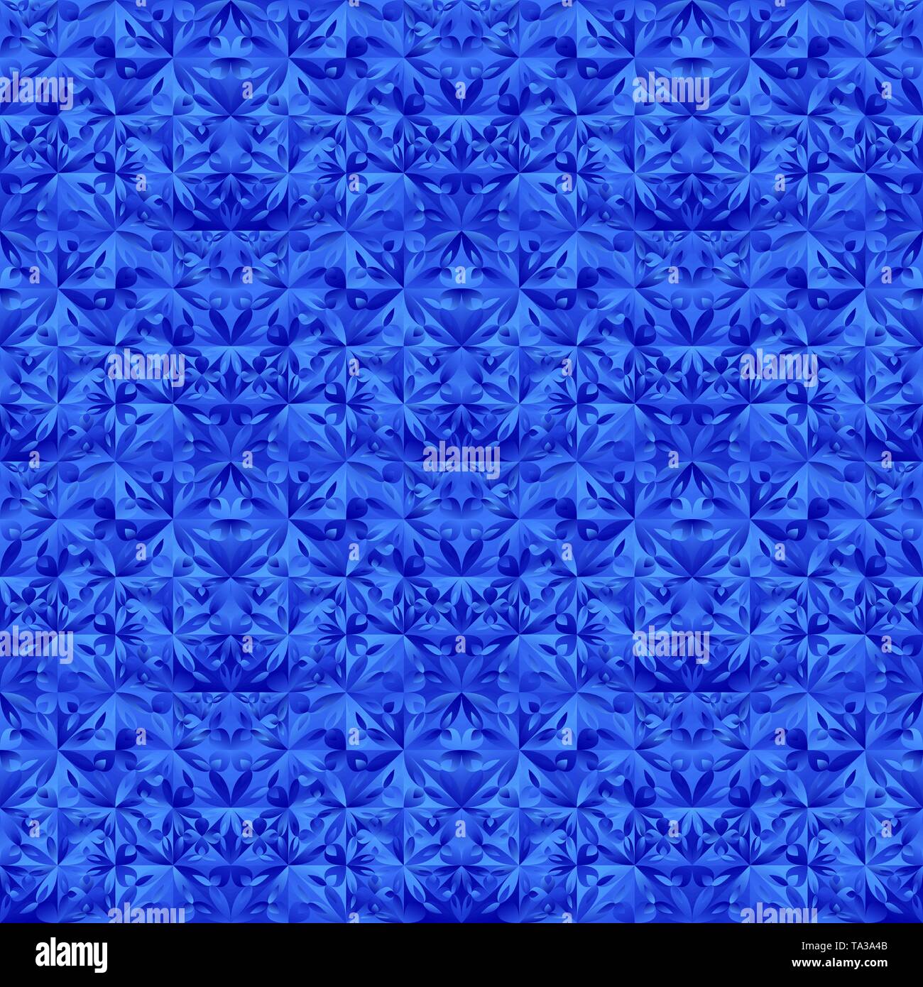 Polygonal geometrical blue seamless floral triangle pattern background Stock Vector