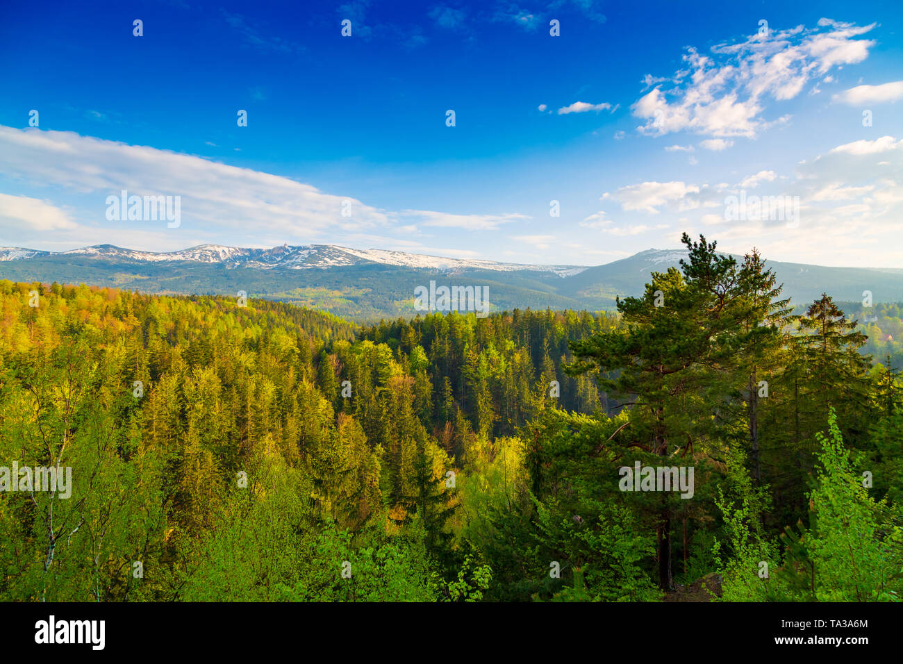 Scenic spring landscape of Giant Mountains - Karkonosze Mounatains, Poland Stock Photo
