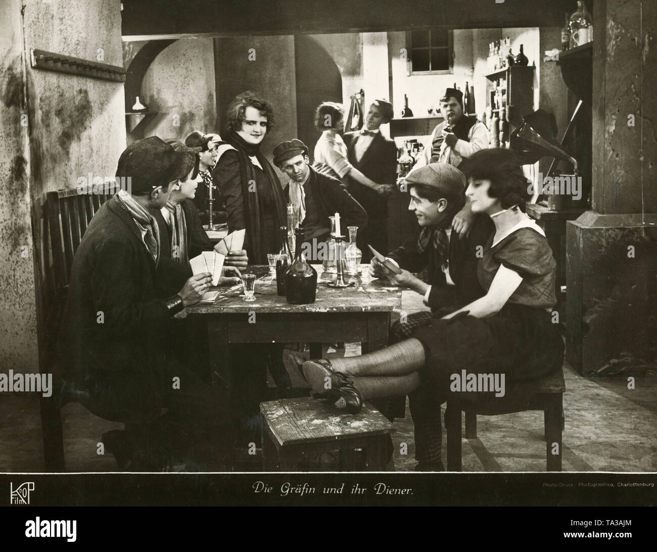 Scene from the movie 'Die Graefin und ihr Diener'. The feature film was censored on April 6, 1921. The film was allowed to be shown, but not in front of a young audience. Stock Photo