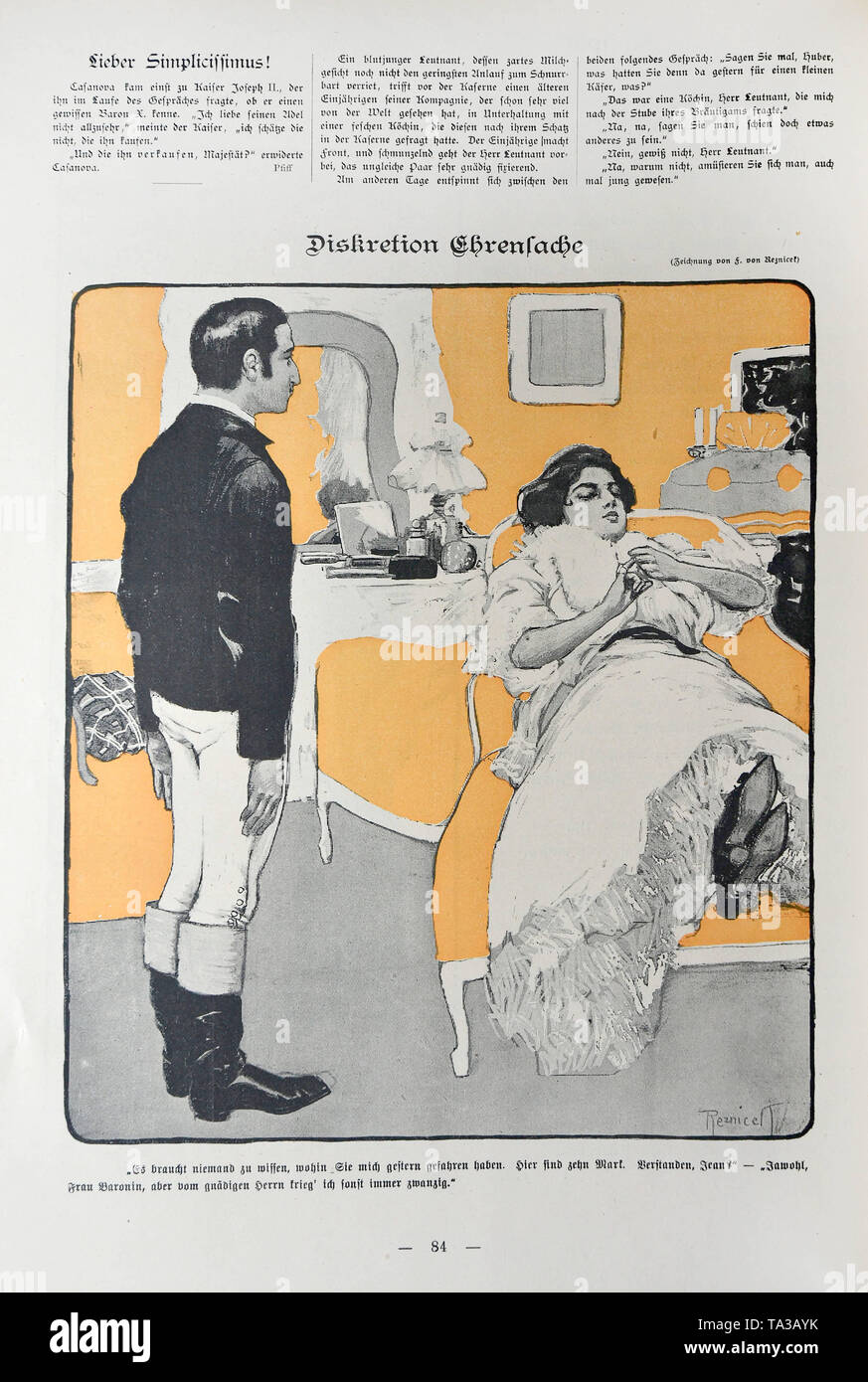 The Drawing Diskretion Ehrensache Discretion Matter Of Honour By Ferdinand Von Reznicek Cartoon From The Satirical Magazine Simplicissimus Volume 4 Issue Number 11 1899 Under The Picture No One Needs To Know